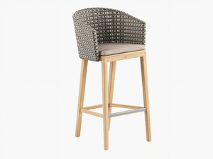 CALYPSO - Synthetic fibre and teak stool with integrated cushion _ Royal Botania